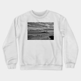 Sanderlings at St Mary's Island - Monochrom Crewneck Sweatshirt